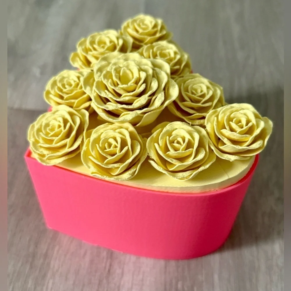 Roses Heart Container Valentine's Day 3D printed jewelry box gift